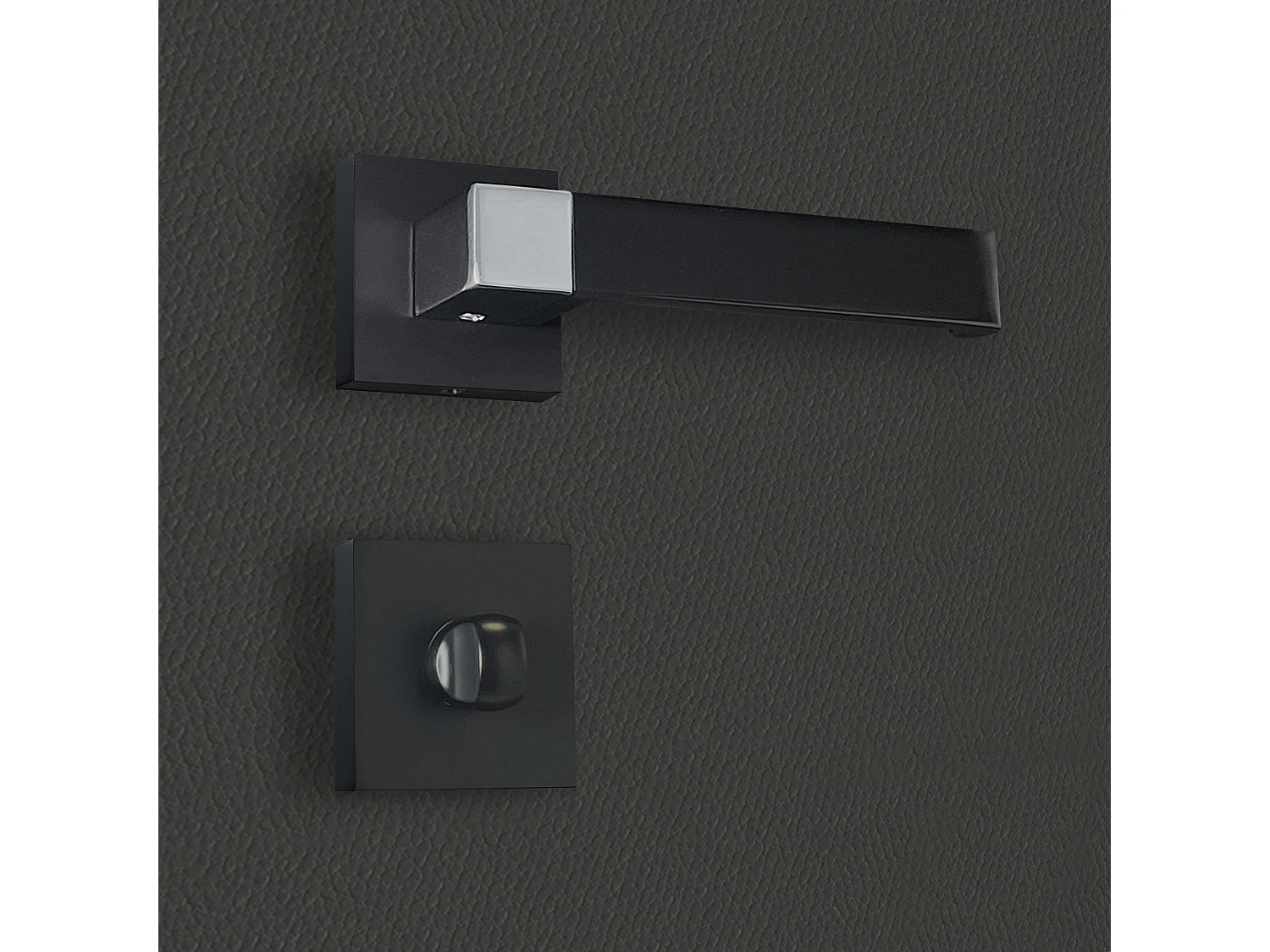 Poignée de porte design à condamnation finition aspect noir et chrome brillant Valentina - KATCHMEE - KatchMee