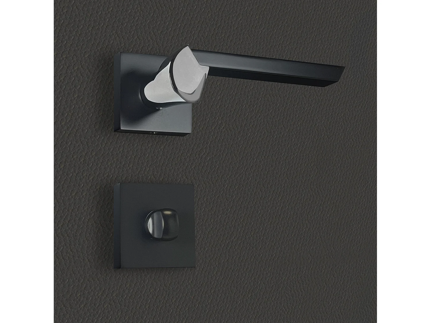 Poignée de porte design à condamnation finition aspect noir et chrome brillant Melissa - KATCHMEE - KatchMee