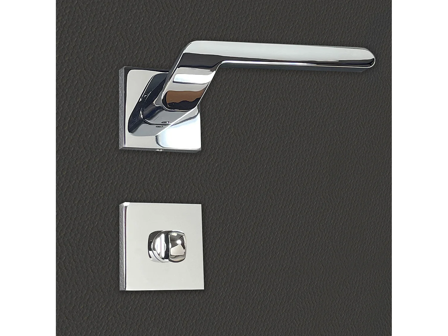 Poignée de porte design à condamnation finition aspect chrome brillant Luana - KATCHMEE - KatchMee
