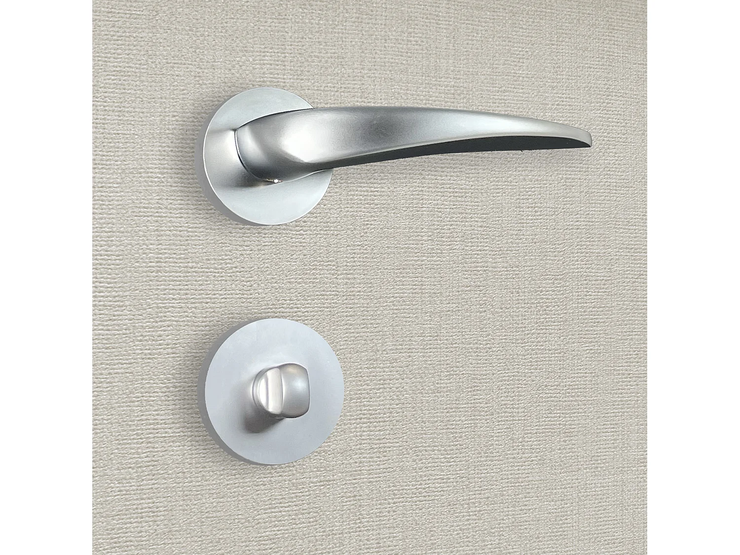 Poignée de porte design à condamnation finition aspect chrome mat Erica - KATCHMEE - KatchMee