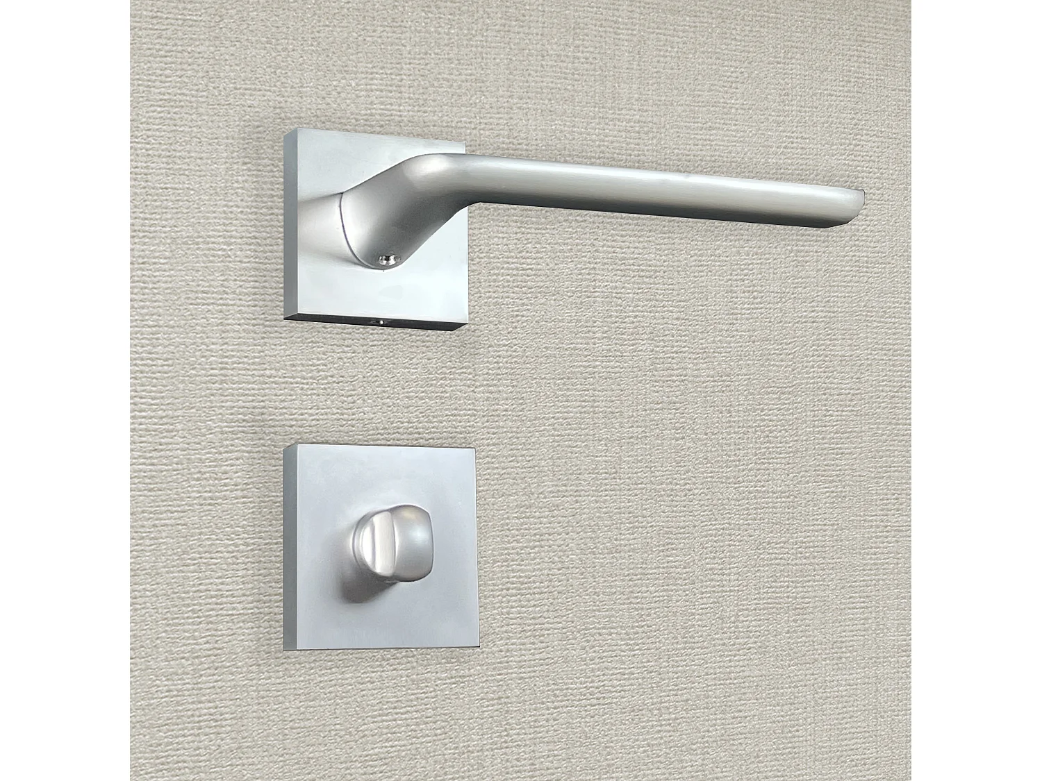 Poignée de porte design à condamnation finition aspect chrome mat Agata - KATCHMEE - KatchMee