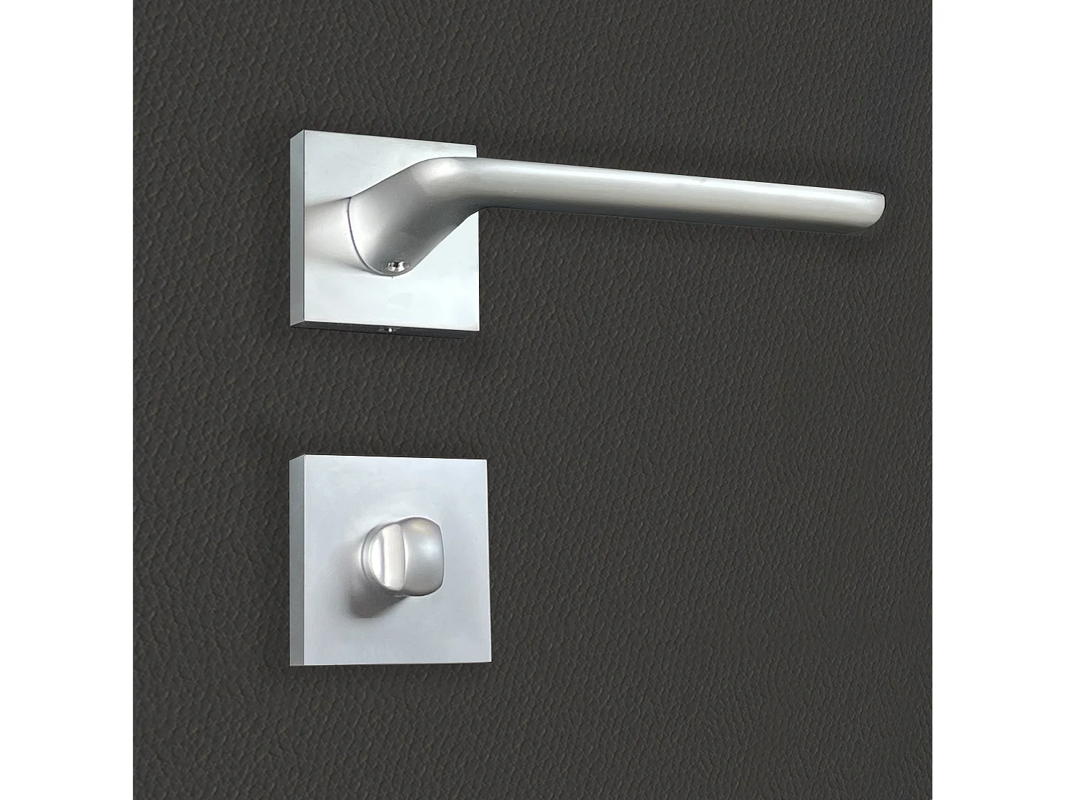 Poignée de porte design à condamnation finition aspect chrome mat Agata - KATCHMEE - KatchMee