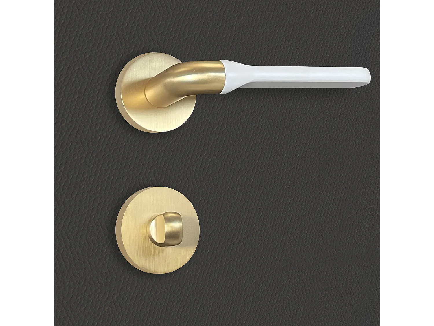 Poignée de porte design à condamnation finition aspect or et blanc mat Matilda - KATCHMEE - KatchMee