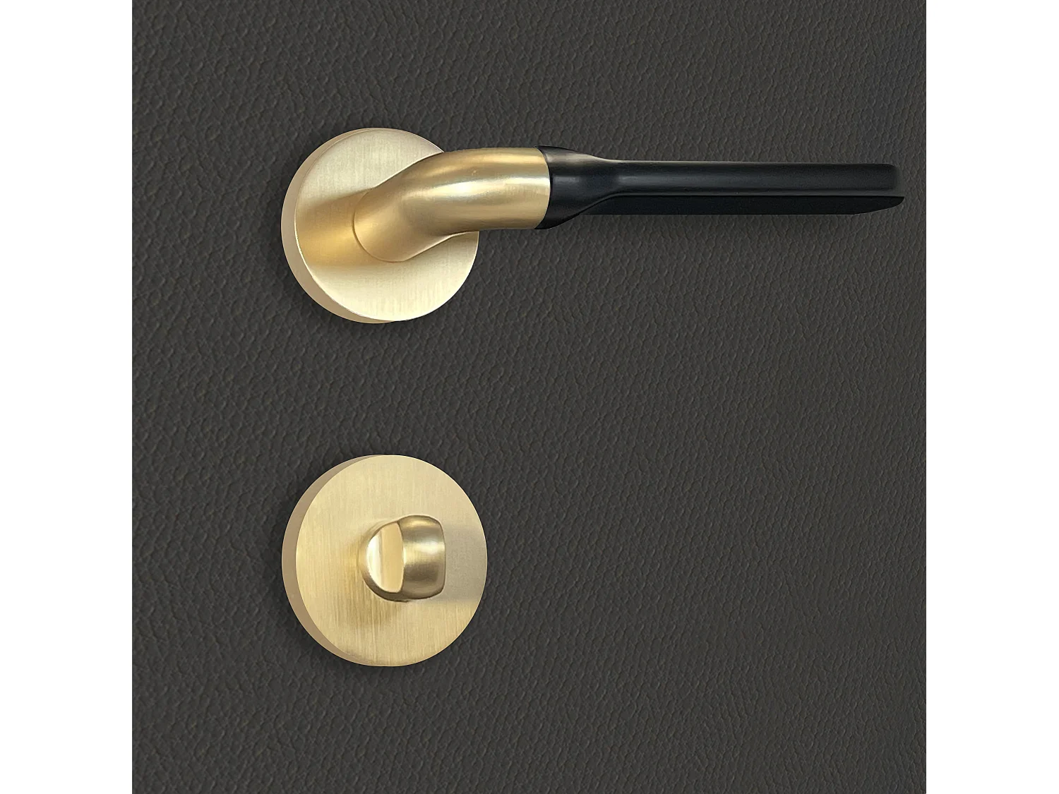Poignée de porte design à condamnation finition aspect or et noir mat Daniela - KATCHMEE - KatchMee
