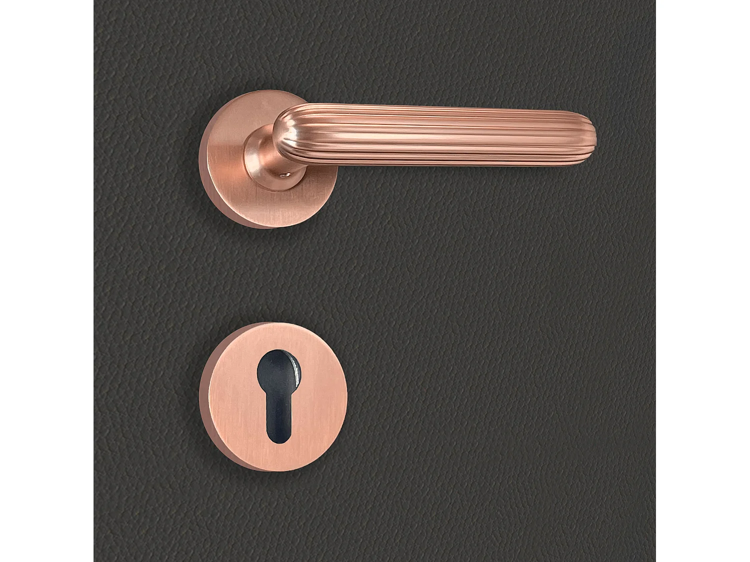 Poignée de porte design à cylindre finition aspect or rose Livia - KATCHMEE - KatchMee