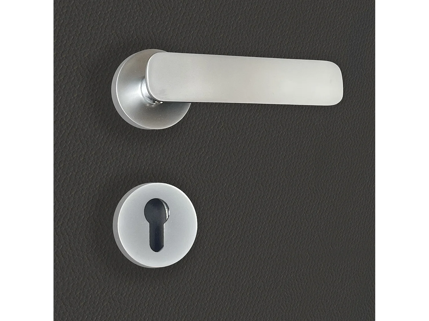 Poignée de porte design à cylindre finition aspect chrome mat Eva - KATCHMEE - KatchMee