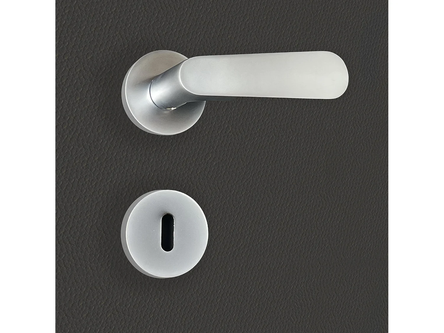 Poignée de porte design à clé finition aspect chrome mat Regina - KATCHMEE - KatchMee