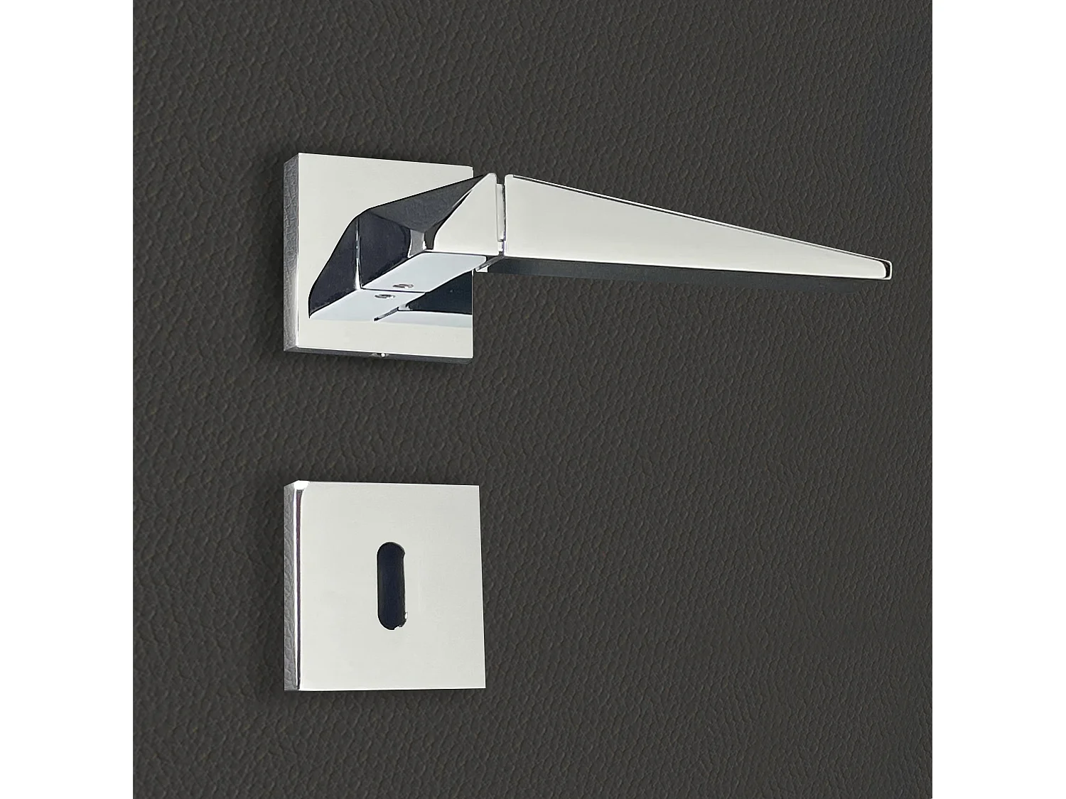 Poignée de porte design à clé finition aspect chrome brillant Tamara - KATCHMEE - KatchMee