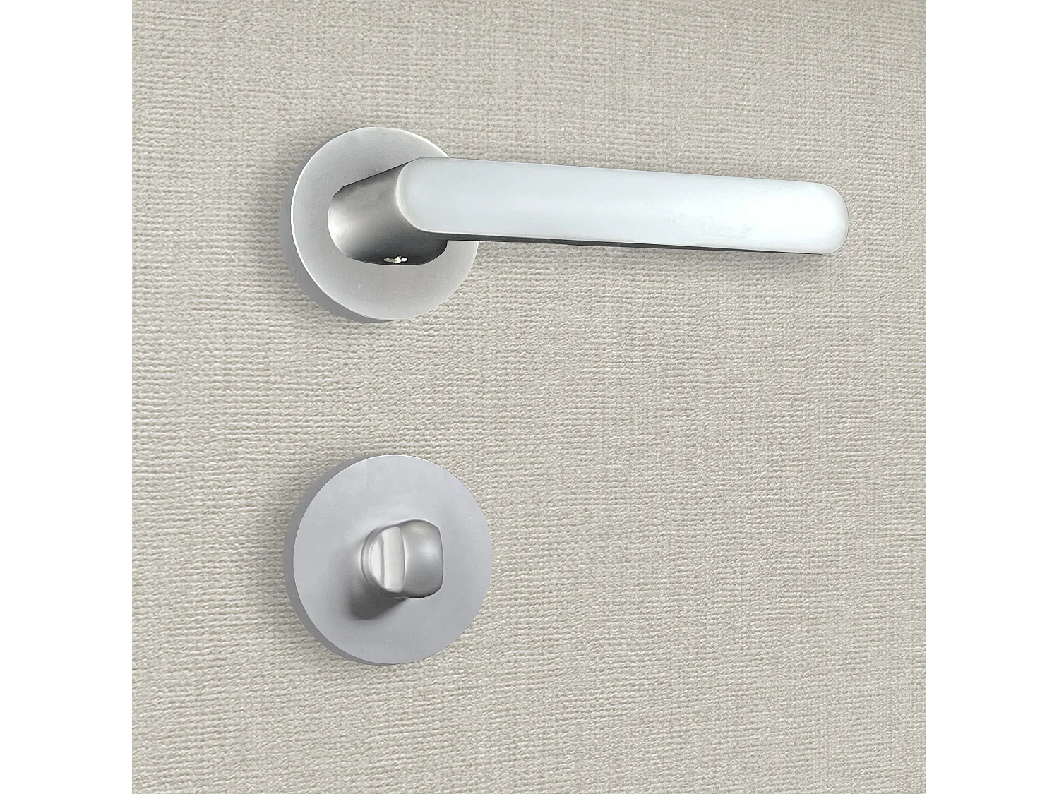 Poignée de porte design à condamnation finition aspect chrome mat Dalia - KATCHMEE - KatchMee