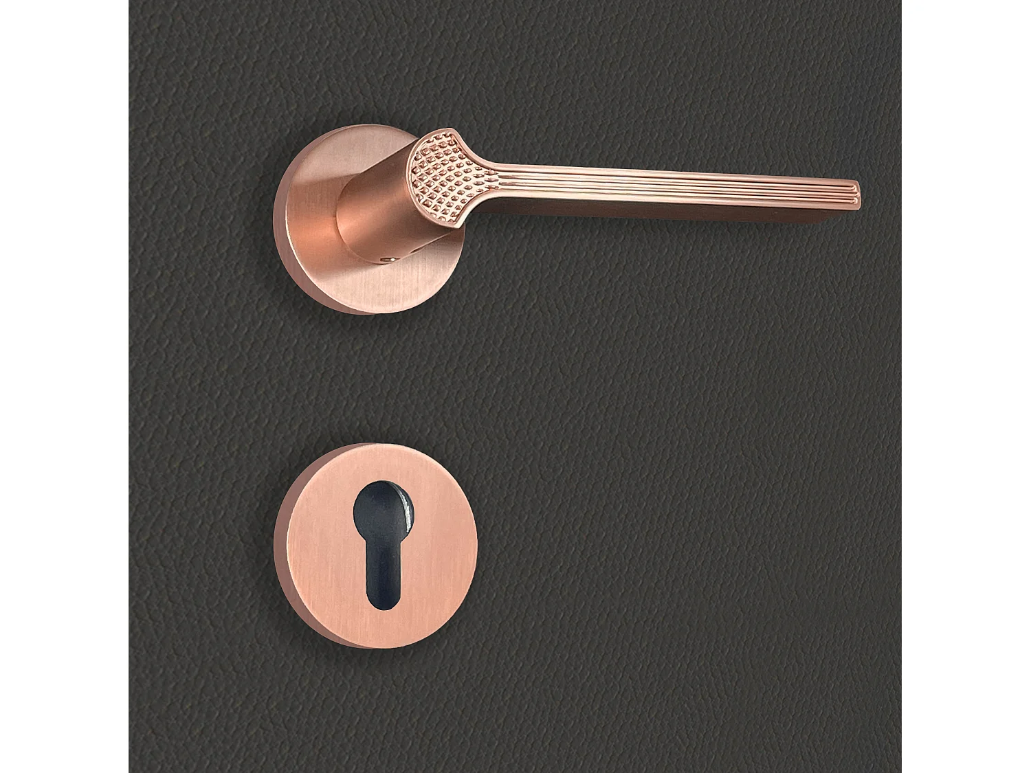 Poignée de porte design à cylindre finition aspect or rose Cristina - KATCHMEE - KatchMee