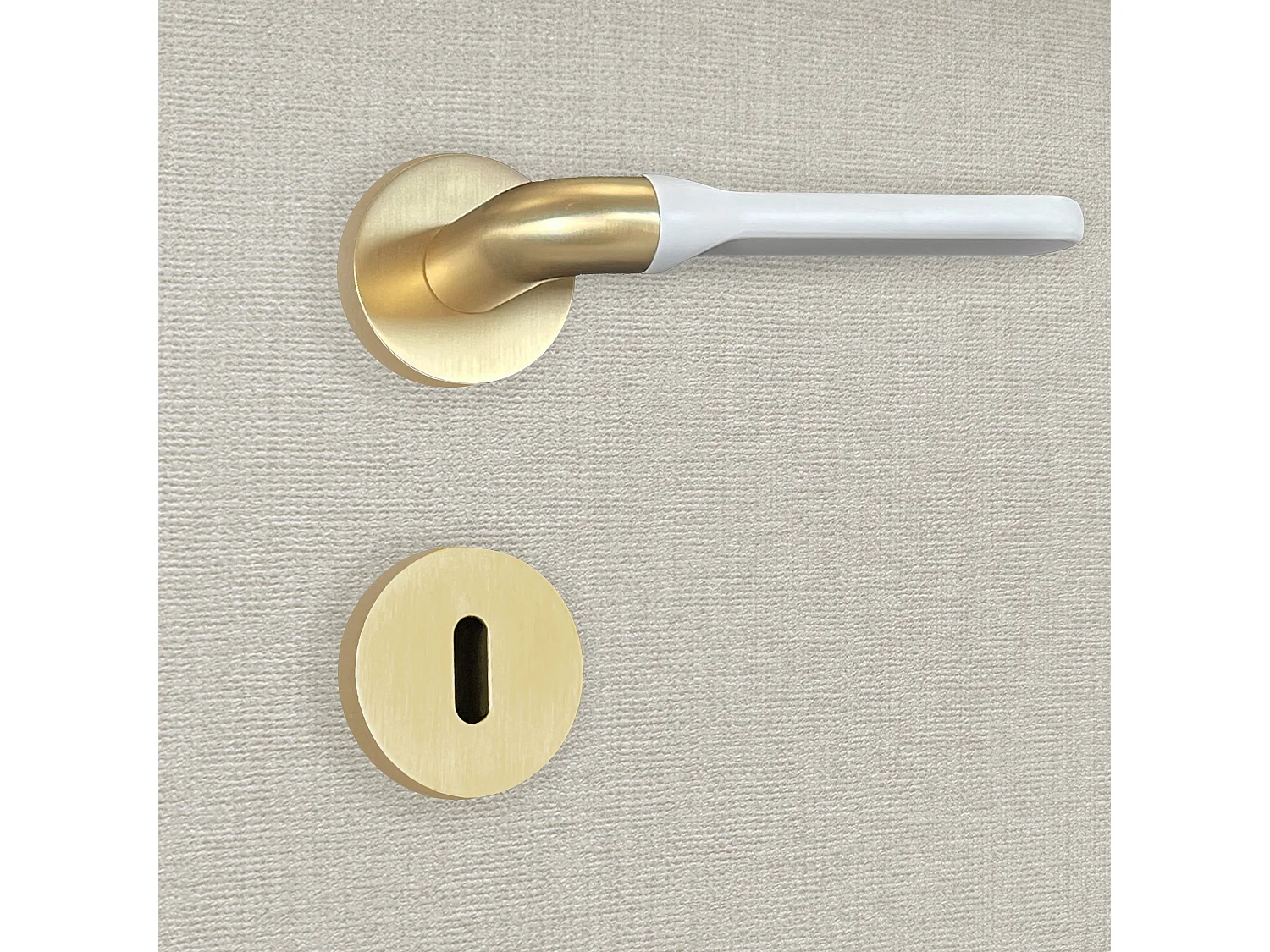 Poignée de porte design à clé finition aspect or et blanc mat Matilda - KATCHMEE - KatchMee