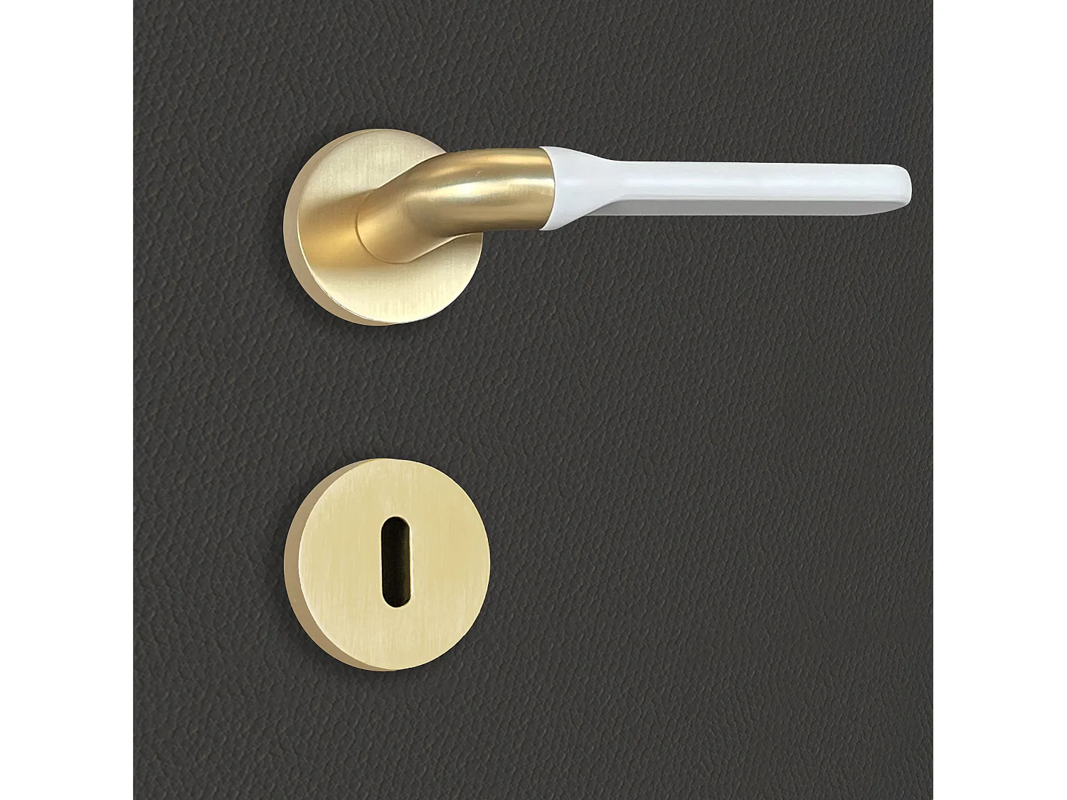 Poignée de porte design à clé finition aspect or et blanc mat Matilda - KATCHMEE - KatchMee