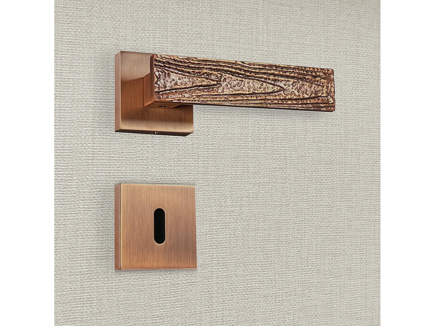 Poignée de porte design à clé finition aspect bronze brossé Olivia - KATCHMEE - KatchMee