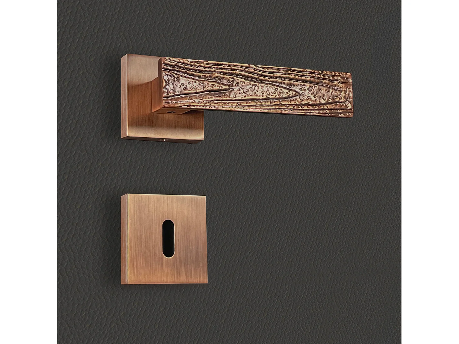 Poignée de porte design à clé finition aspect bronze brossé Olivia - KATCHMEE - KatchMee