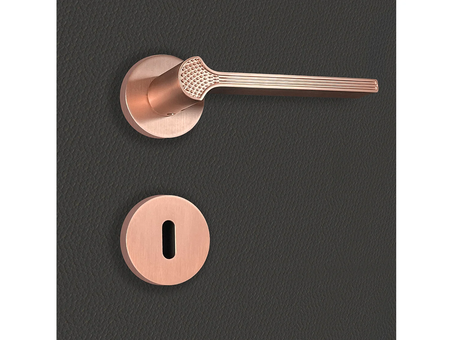 Poignée de porte design à clé finition aspect or rose Cristina - KATCHMEE - KatchMee