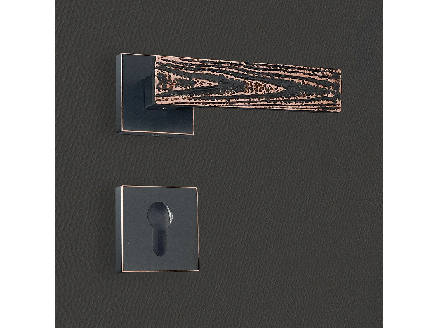 Poignée de porte design à cylindre finition aspect cuivre patiné noir Flora - KATCHMEE - KatchMee