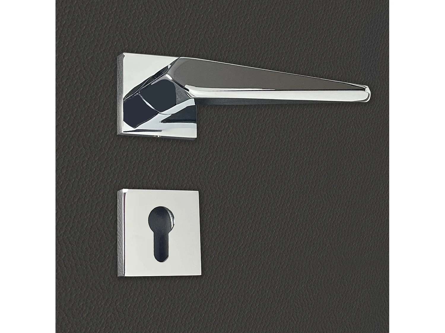 Poignée de porte design à cylindre finition aspect chrome brillant Tosca - KATCHMEE - KatchMee