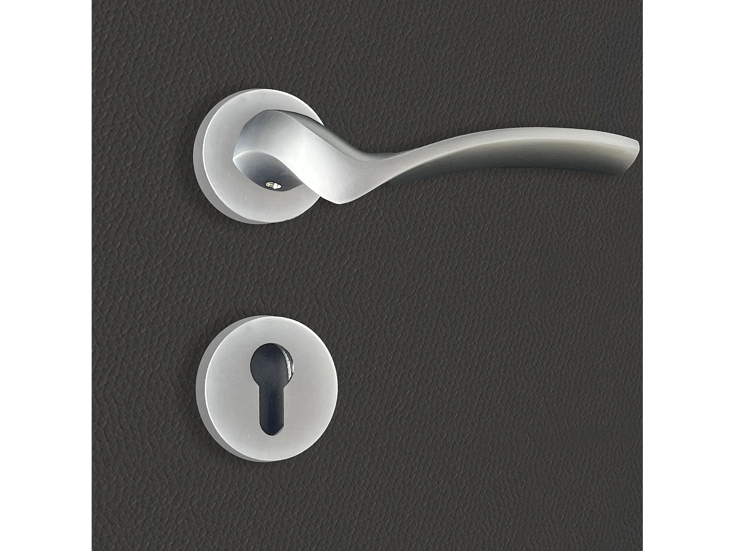 Poignée de porte design à cylindre finition aspect chrome mat Carla - KATCHMEE - KatchMee