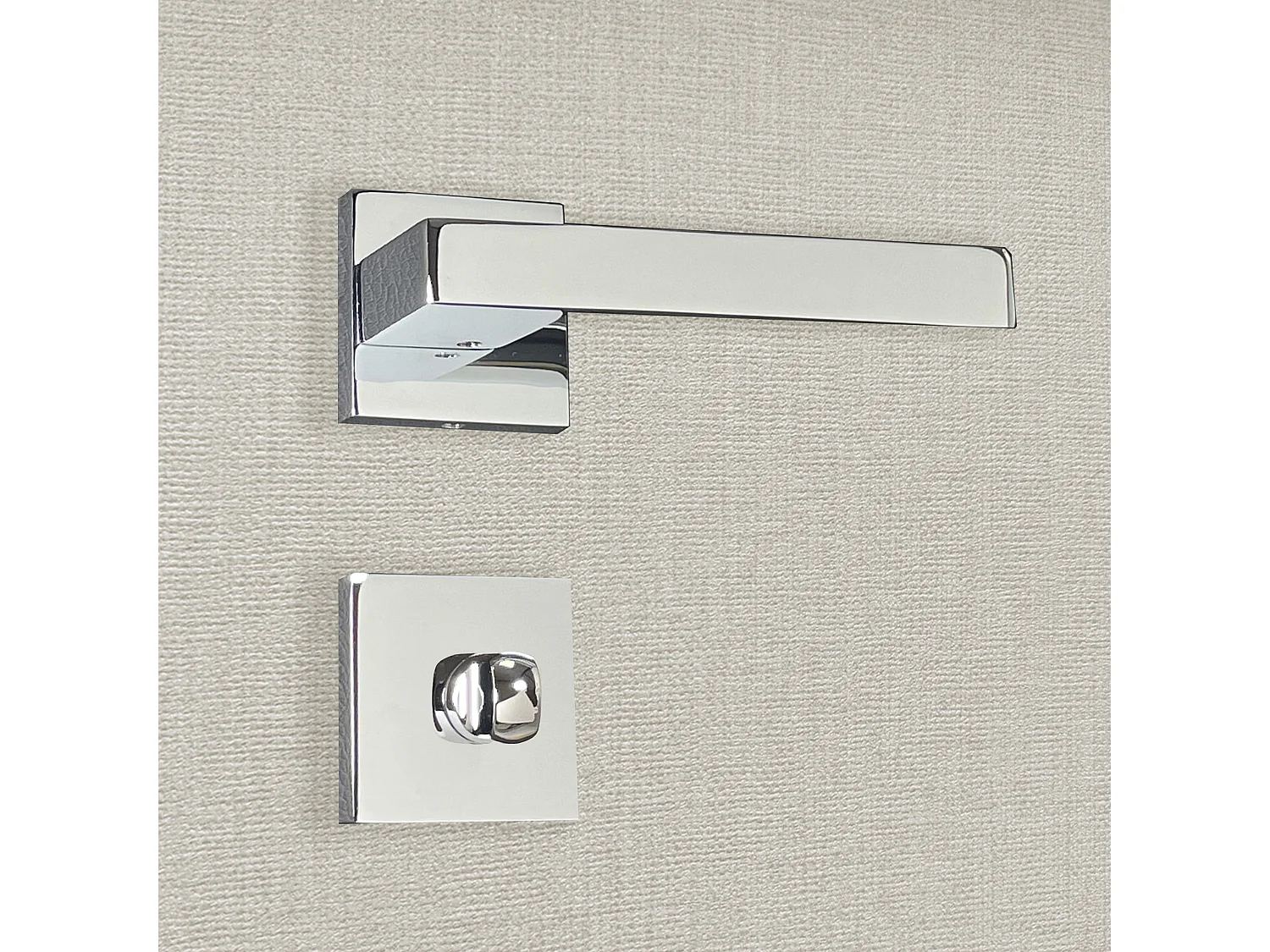 Poignée de porte design à condamnation finition aspect chrome brillant Alda - KATCHMEE - KatchMee