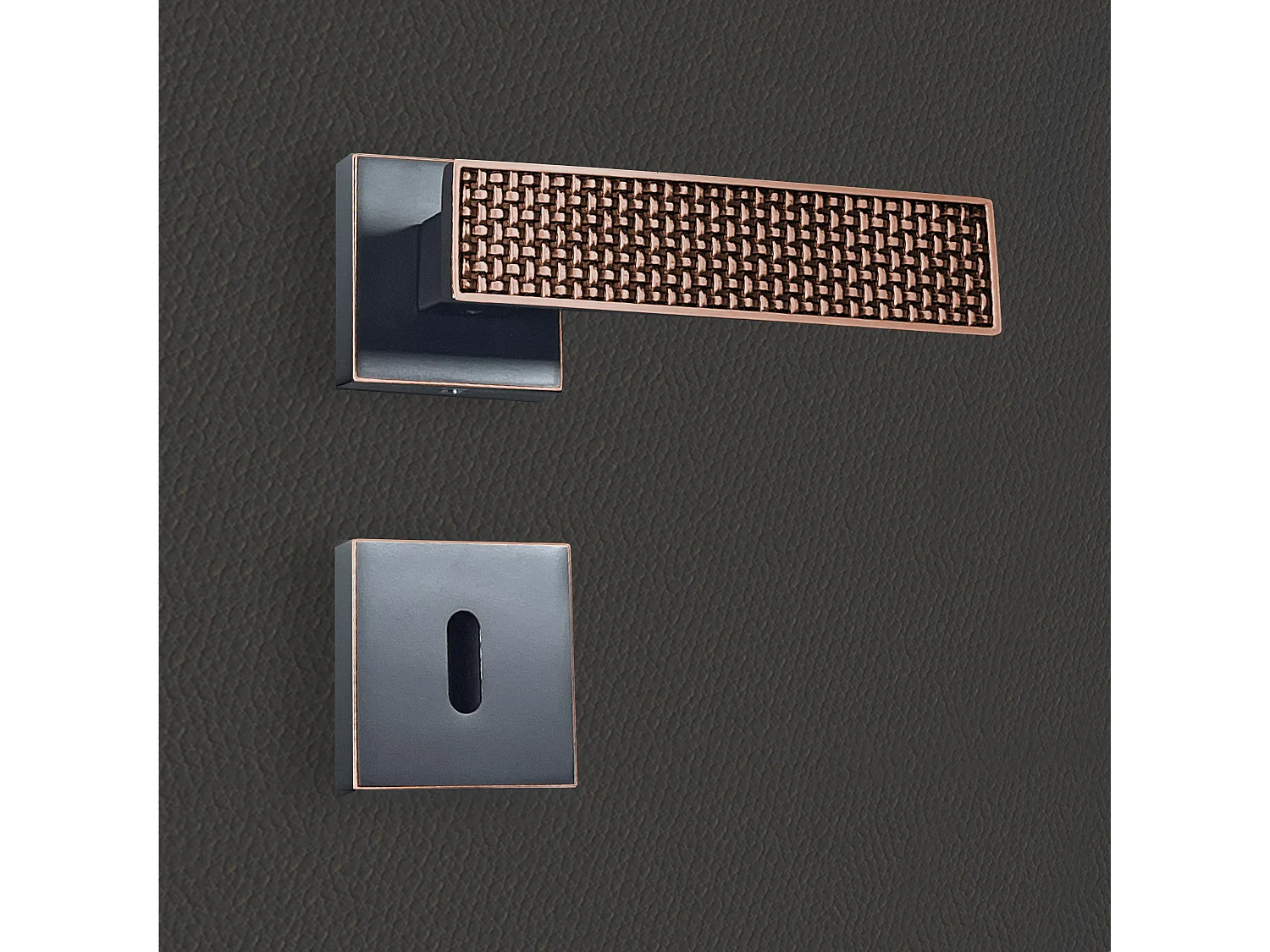 Poignée de porte design à clé finition aspect cuivre patiné noir Amalia - KATCHMEE - KatchMee