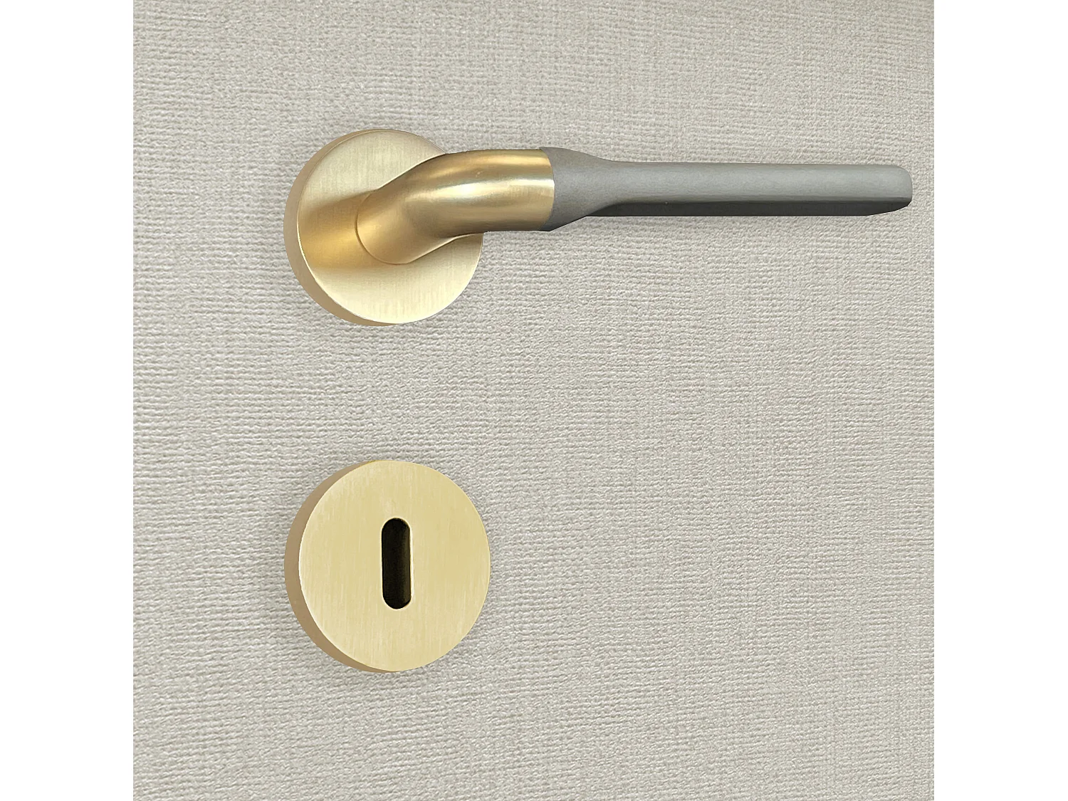 Poignée de porte design à clé finition aspect or et gris mat Fabiana - KATCHMEE - KatchMee