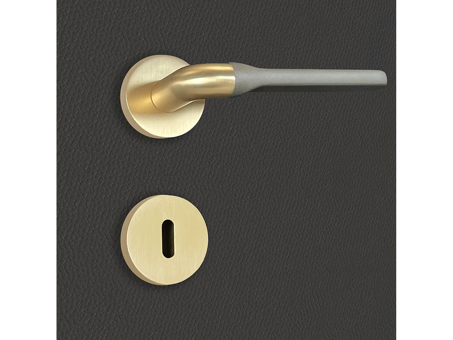 Poignée de porte design à clé finition aspect or et gris mat Fabiana - KATCHMEE - KatchMee