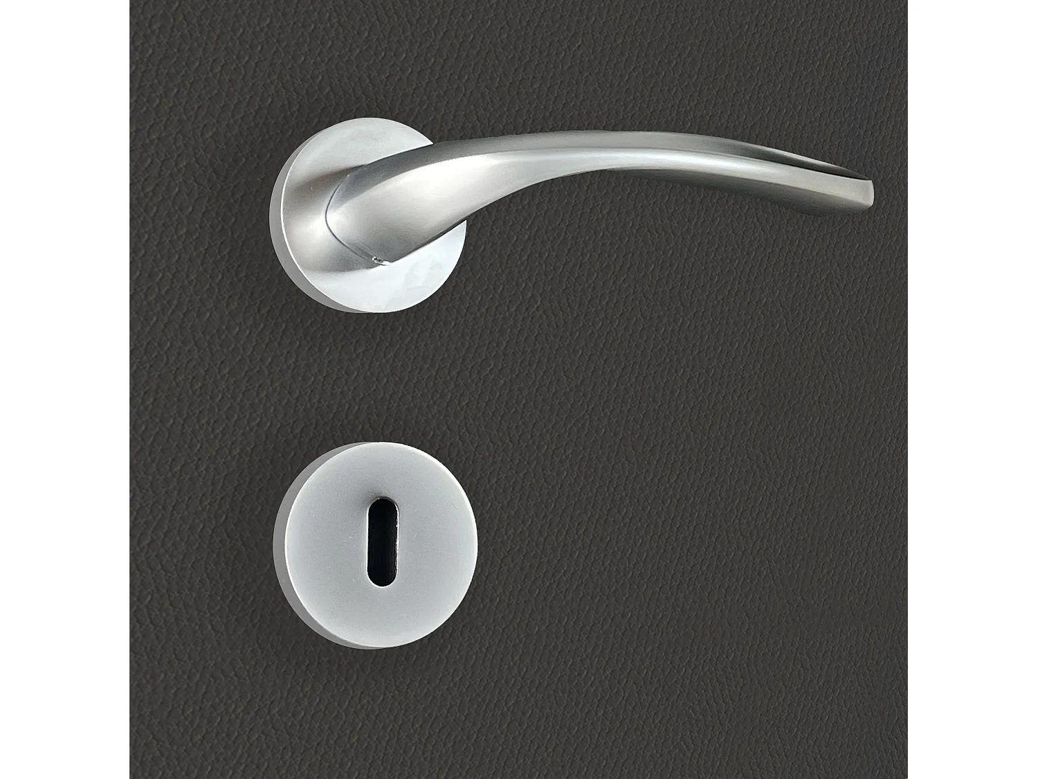 Poignée de porte design à clé finition aspect chrome mat Flavia - KATCHMEE - KatchMee
