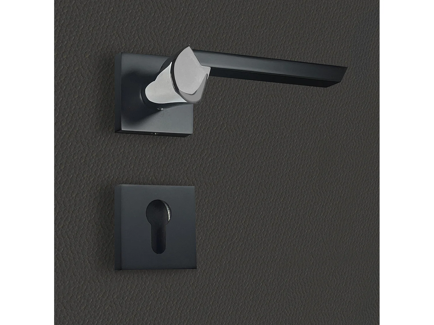 Poignée de porte design à cylindre finition aspect noir et chrome brillant Melissa - KATCHMEE - KatchMee