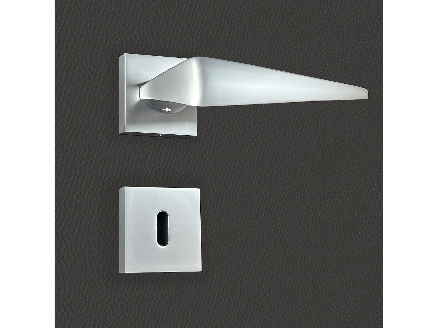 Poignée de porte design à clé finition aspect chrome mat Sofia - KATCHMEE