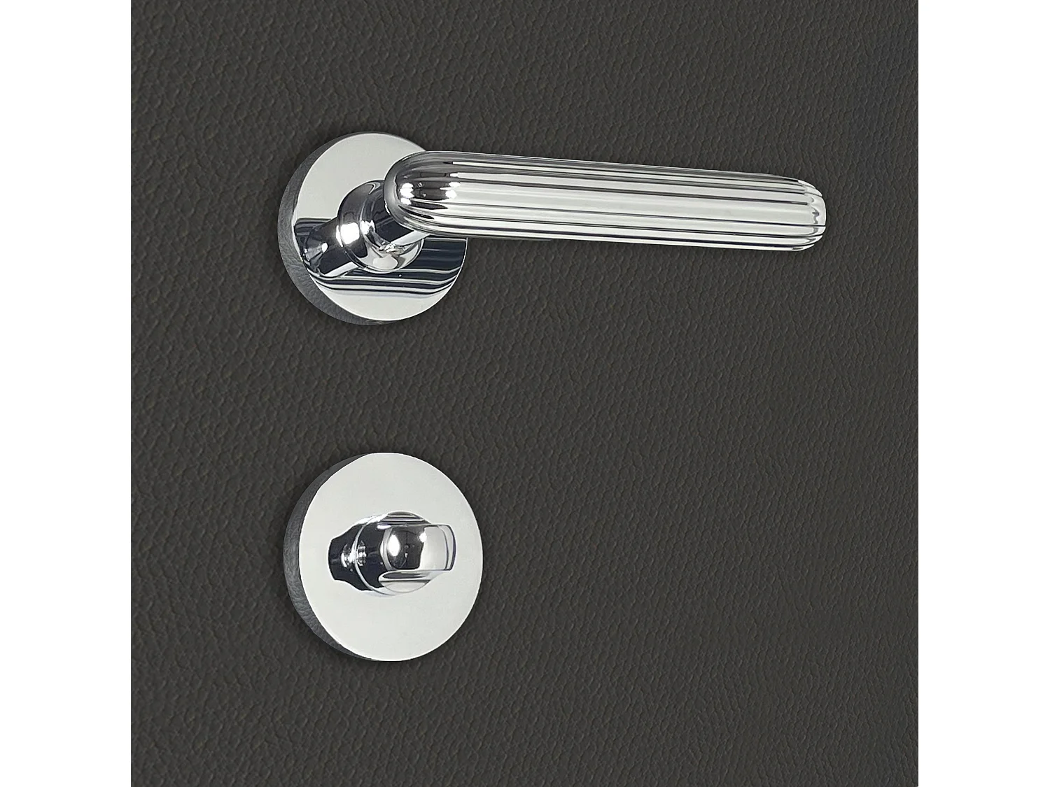 Poignée de porte design à condamnation finition aspect chrome brillant Nelia - KATCHMEE