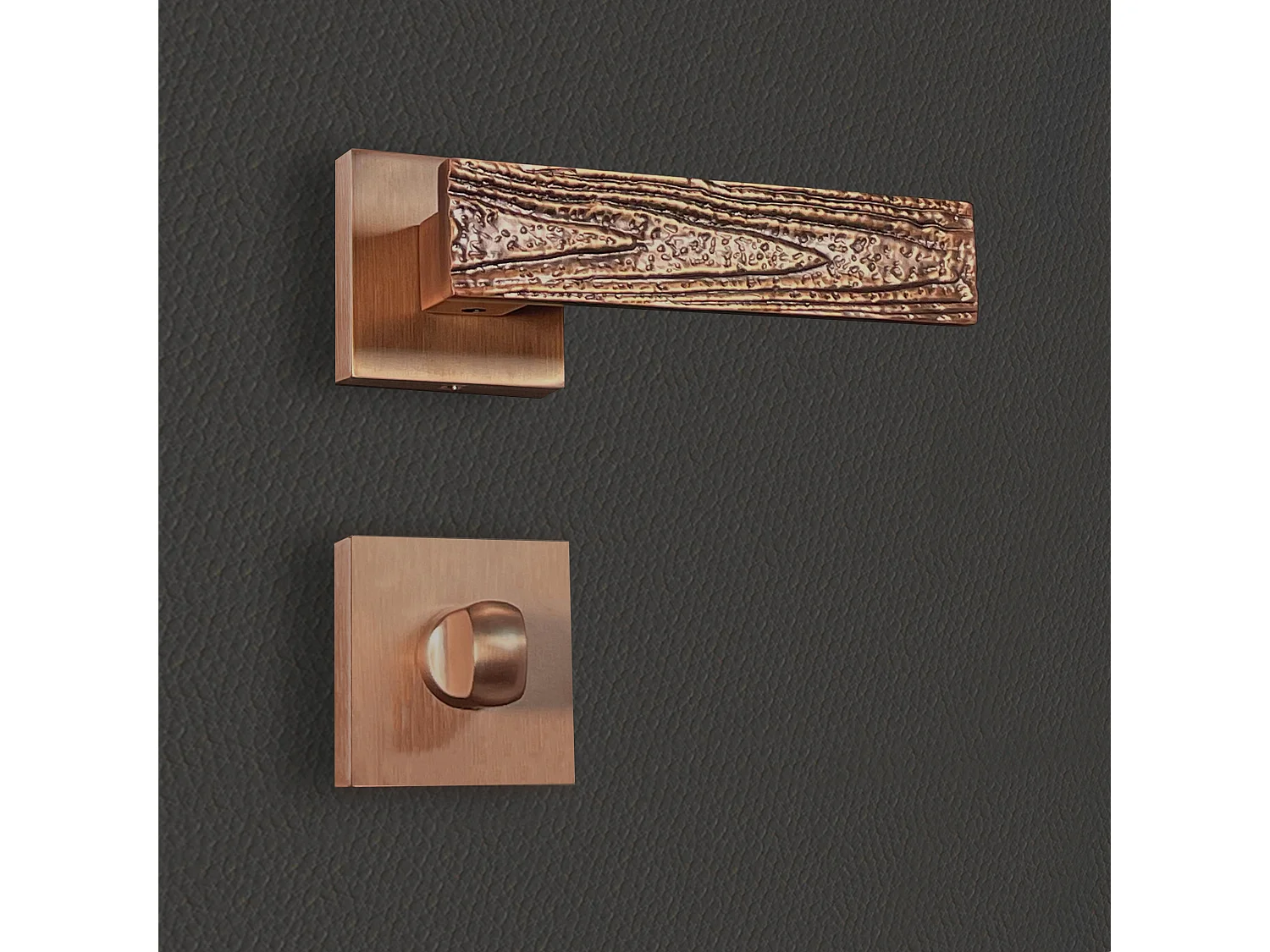 Poignée de porte design à condamnation finition aspect bronze brossé Olivia - KATCHMEE - KatchMee