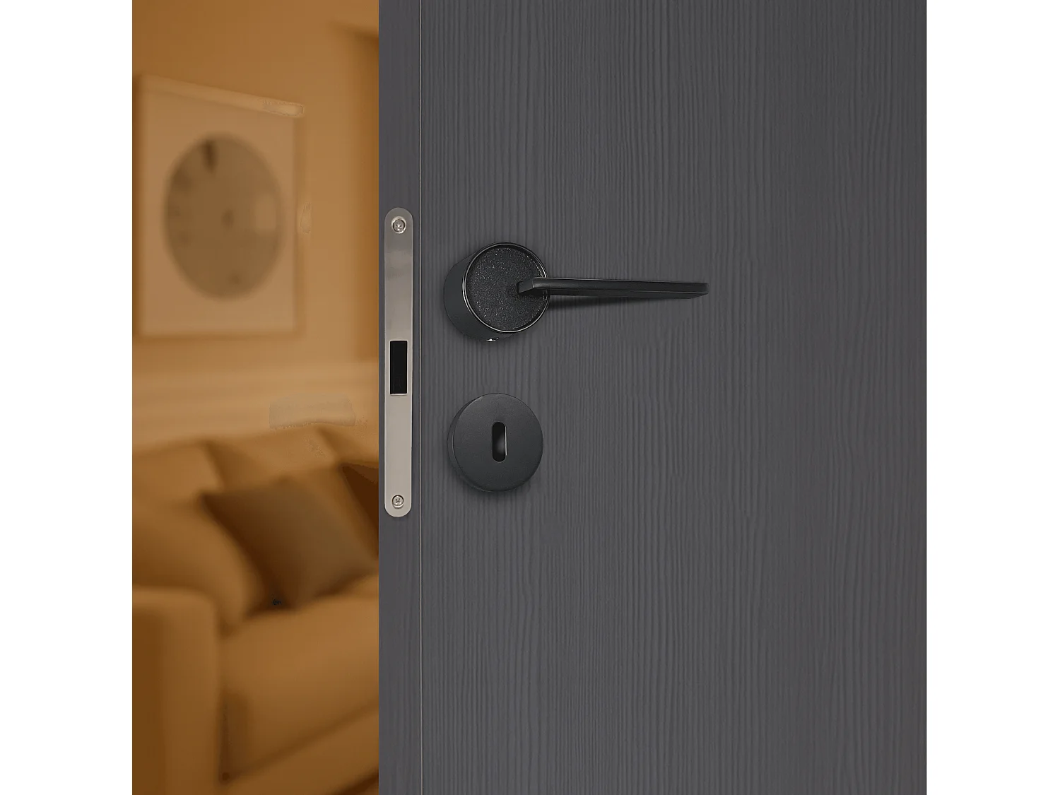 Poignée de porte design à clé finition aspect noir mat Alma - KATCHMEE - KatchMee