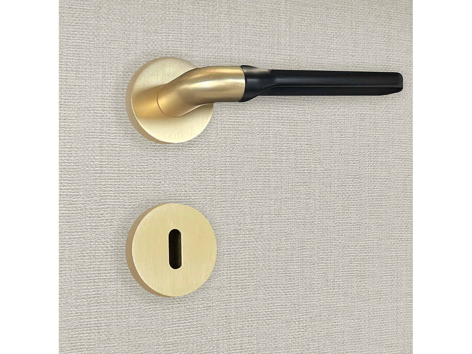 Poignée de porte design à clé finition aspect or et noir mat Daniela - KATCHMEE - KatchMee