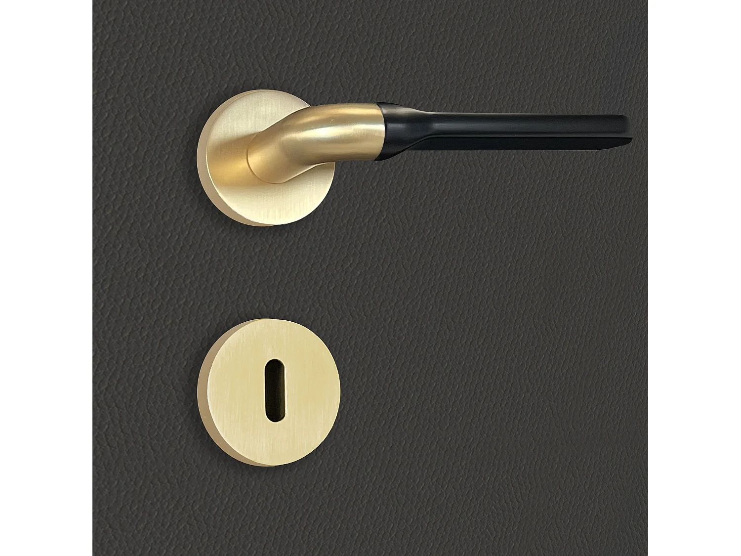Poignée de porte design à clé finition aspect or et noir mat Daniela - KATCHMEE - KatchMee