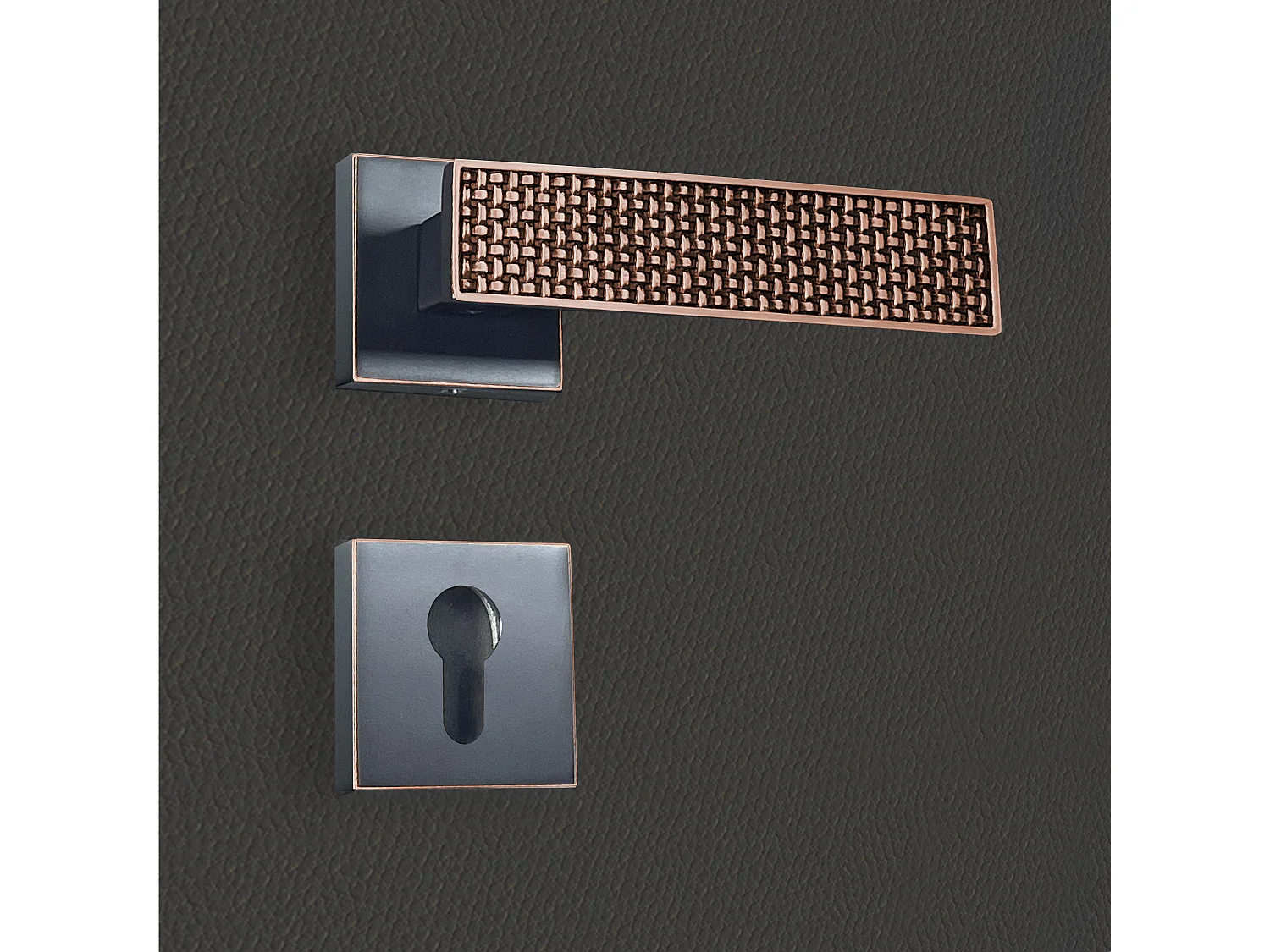 Poignée de porte design à cylindre finition aspect cuivre patiné noir Amalia - KATCHMEE - KatchMee