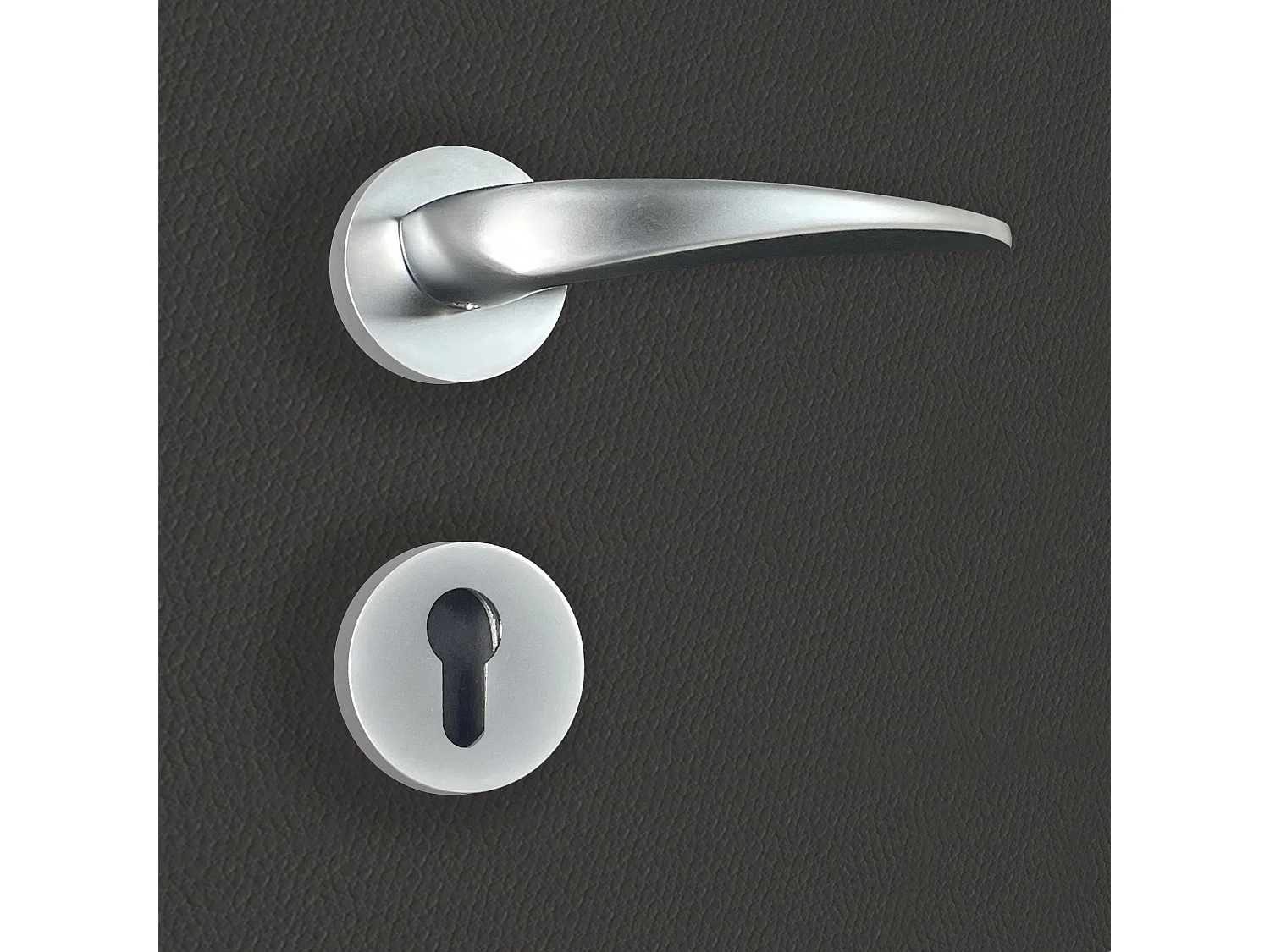 Poignée de porte design à cylindre finition aspect chrome mat Erica - KATCHMEE - KatchMee