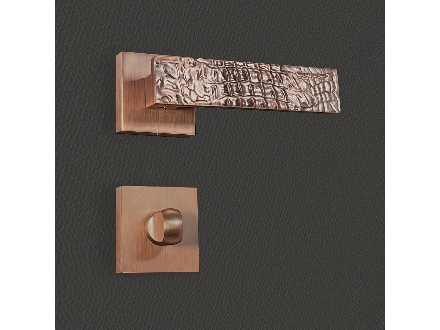 Poignée de porte design à condamnation finition aspect bronze brossé Bruna - KATCHMEE - KatchMee