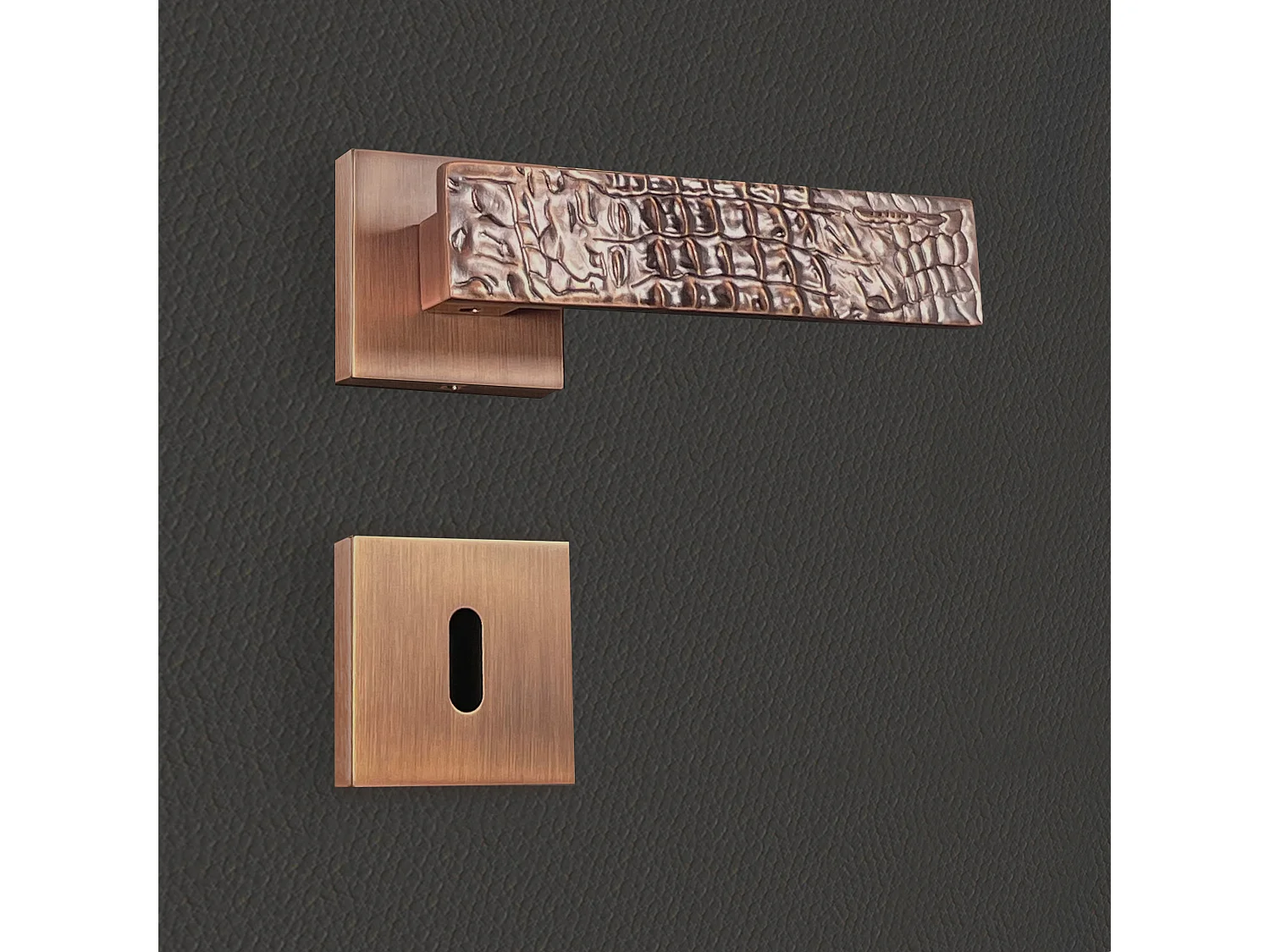 Poignée de porte design à clé finition aspect bronze brossé Bruna - KATCHMEE - KatchMee