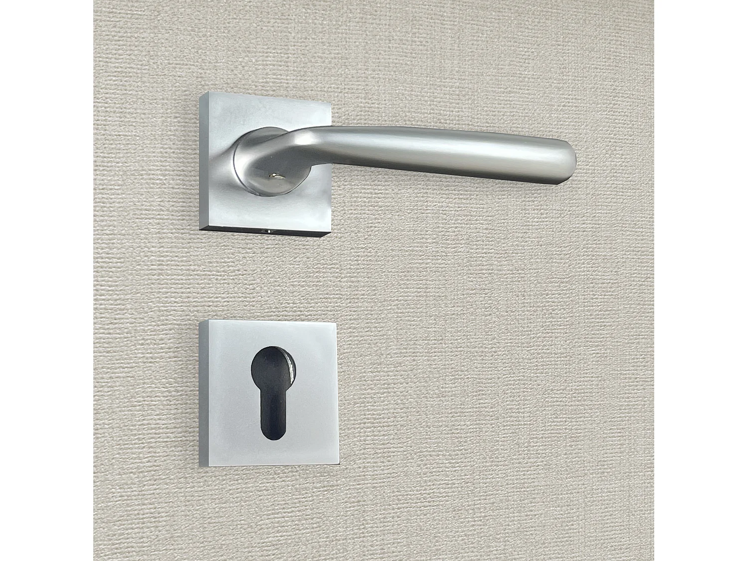 Poignée de porte design à cylindre finition aspect chrome mat Anita - KATCHMEE - KatchMee