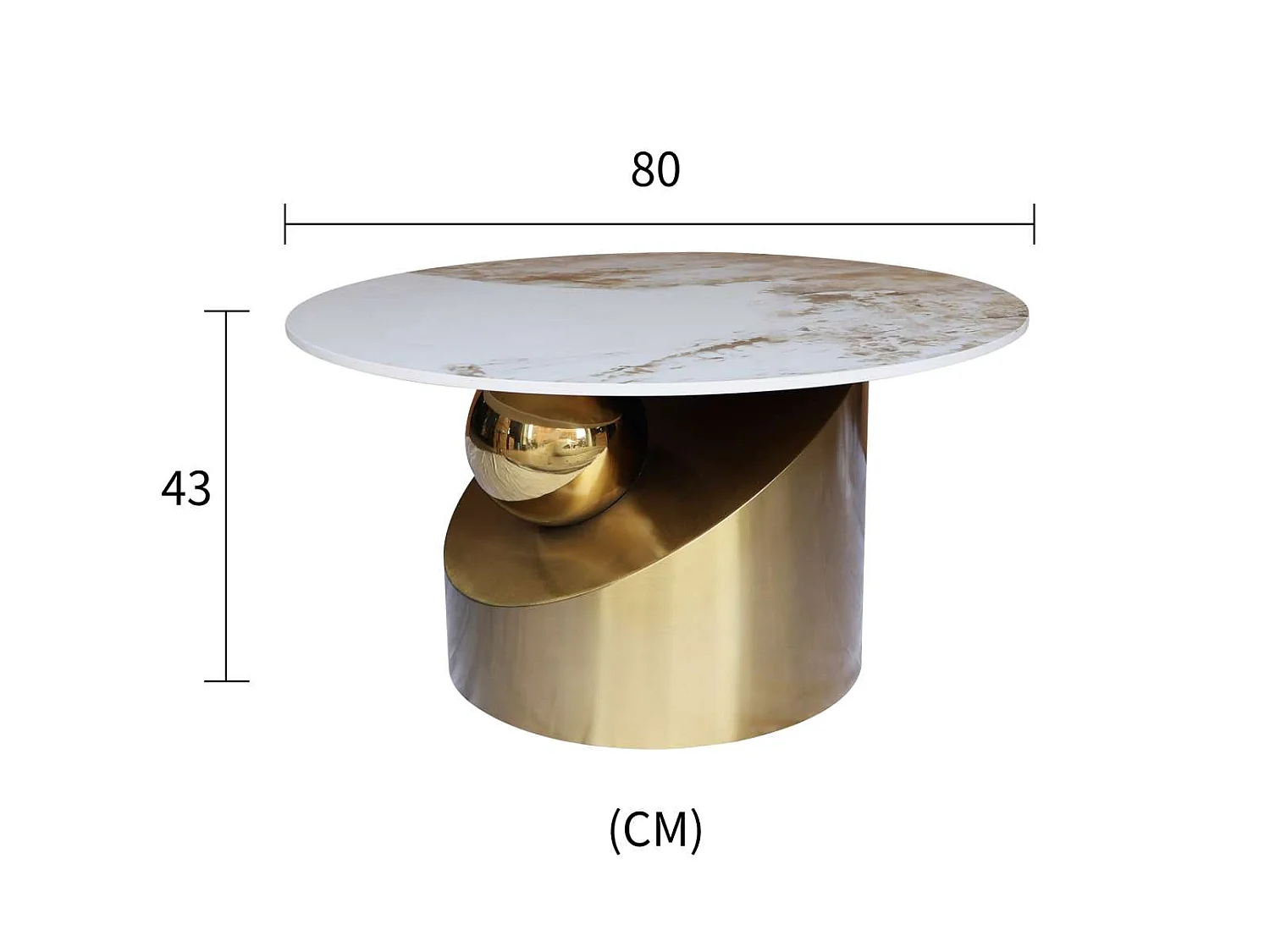 Salontafelset 80x80x43 cm goud Modig M60