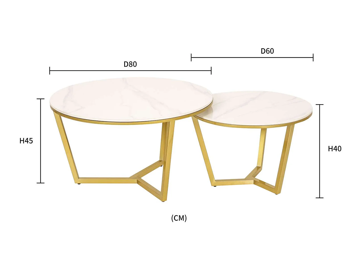 Salontafelset 80x45x80 cm goud Modig M67