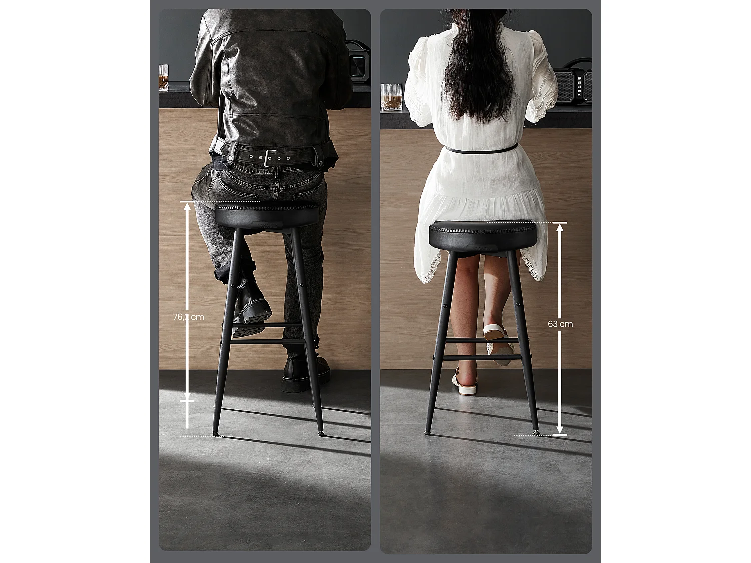 Barstolar, 49,5x49,5x63 cm, Svart
