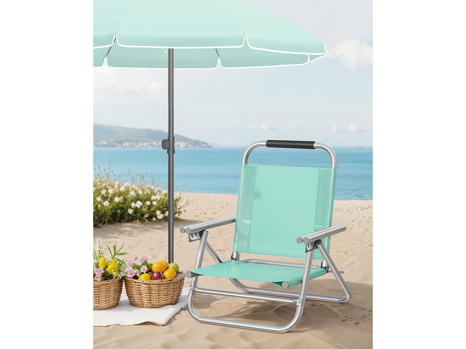 Sedia da spiaggia 57x59x71 cm verde