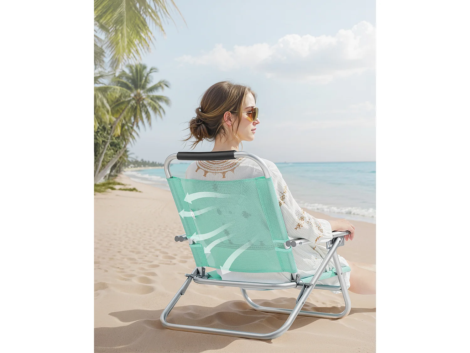 Sedia da spiaggia 57x59x71 cm verde