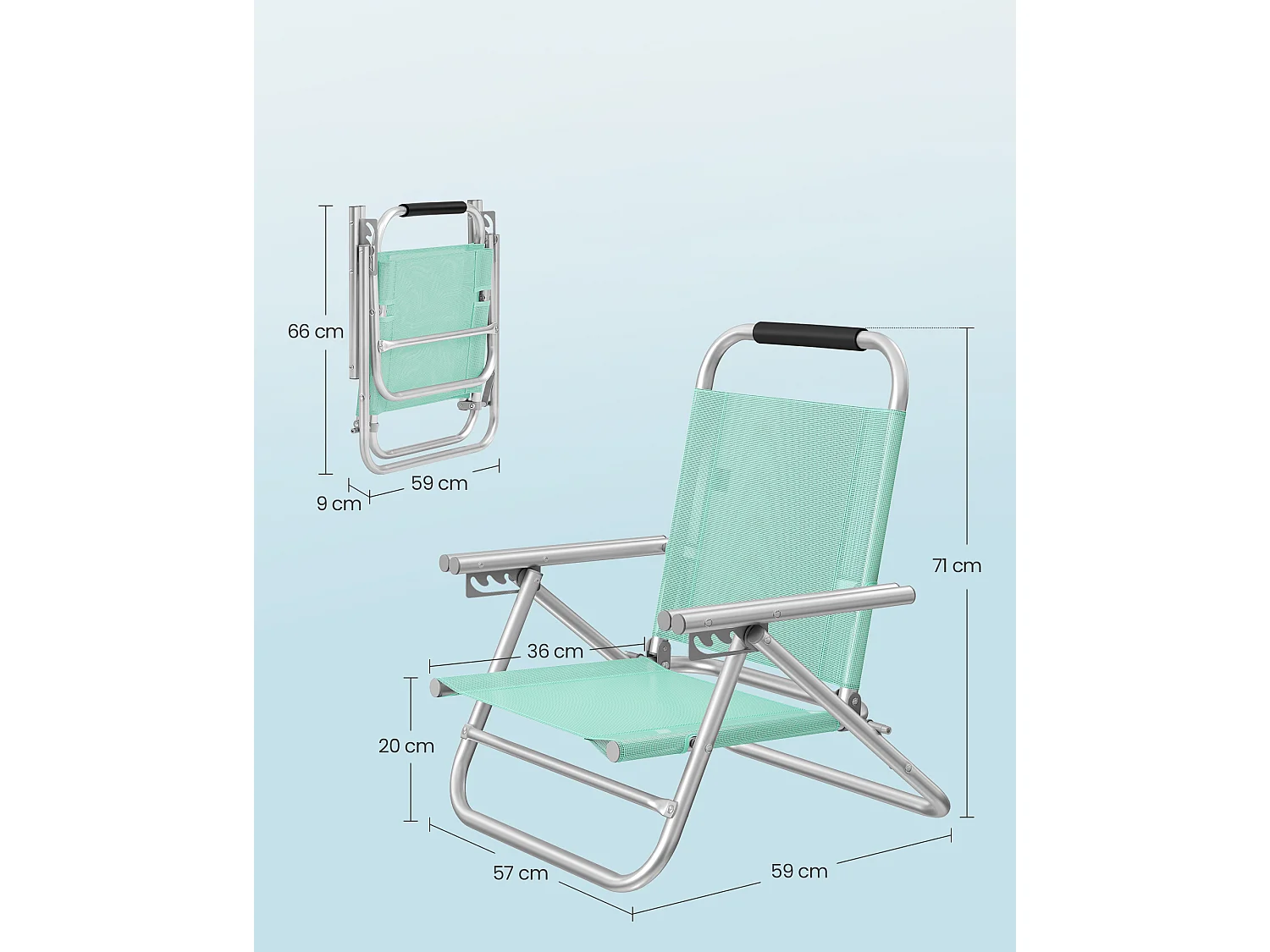 Sedia da spiaggia 57x59x71 cm verde