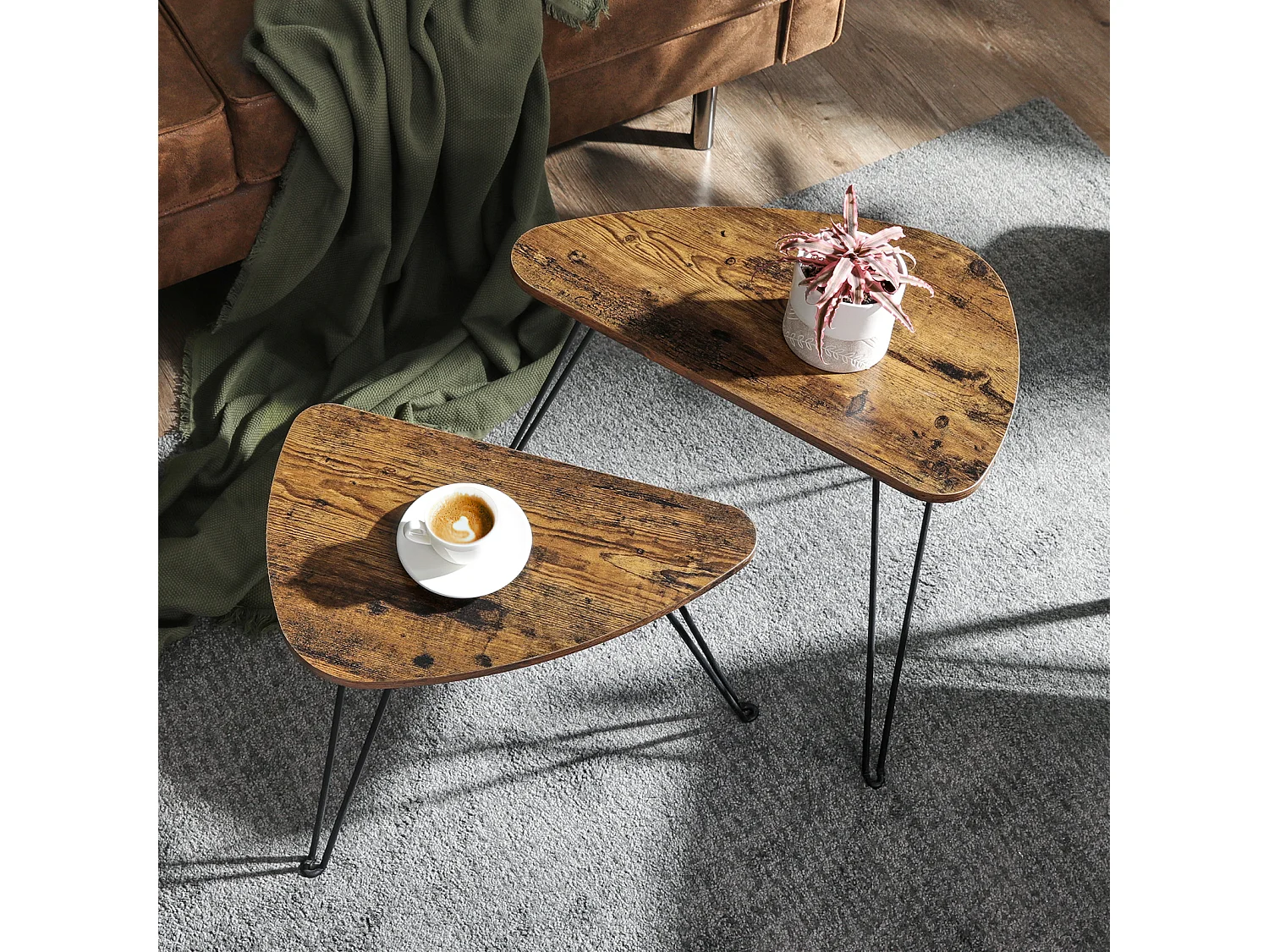 Side tables 60x38x47.5 cm black nesting table