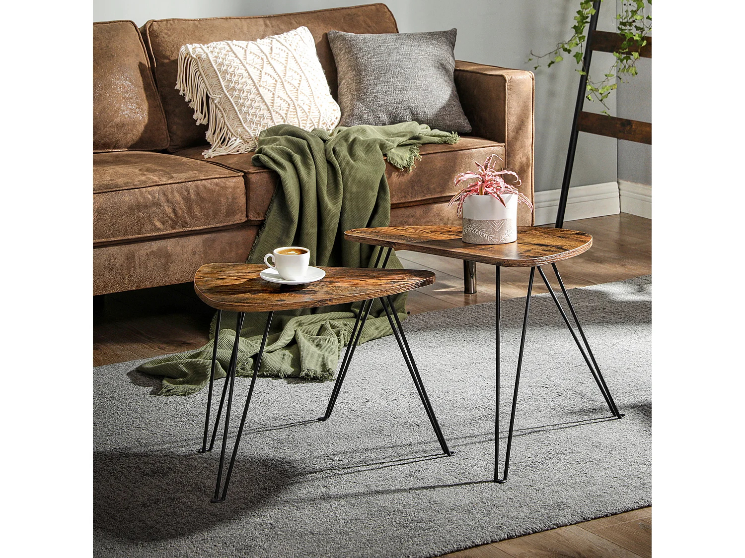 Side tables 60x38x47.5 cm black nesting table