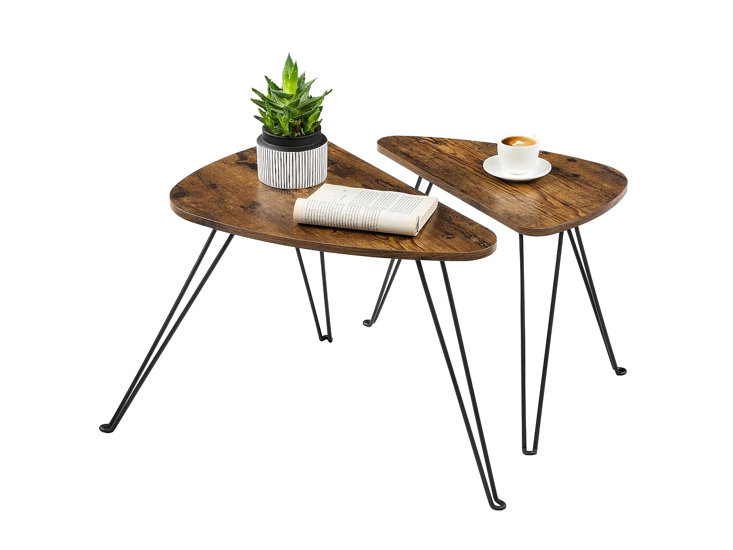 Side tables 60x38x47.5 cm black nesting table