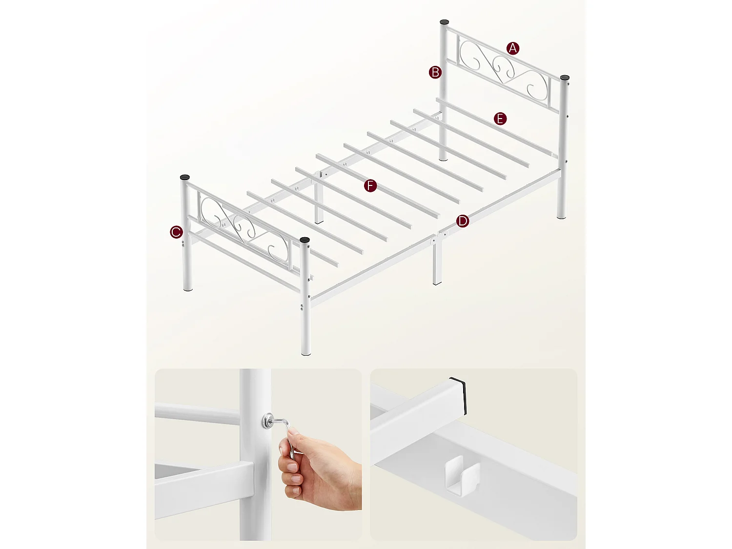 Struttura letto 198x91,8x86,4 cm bianco