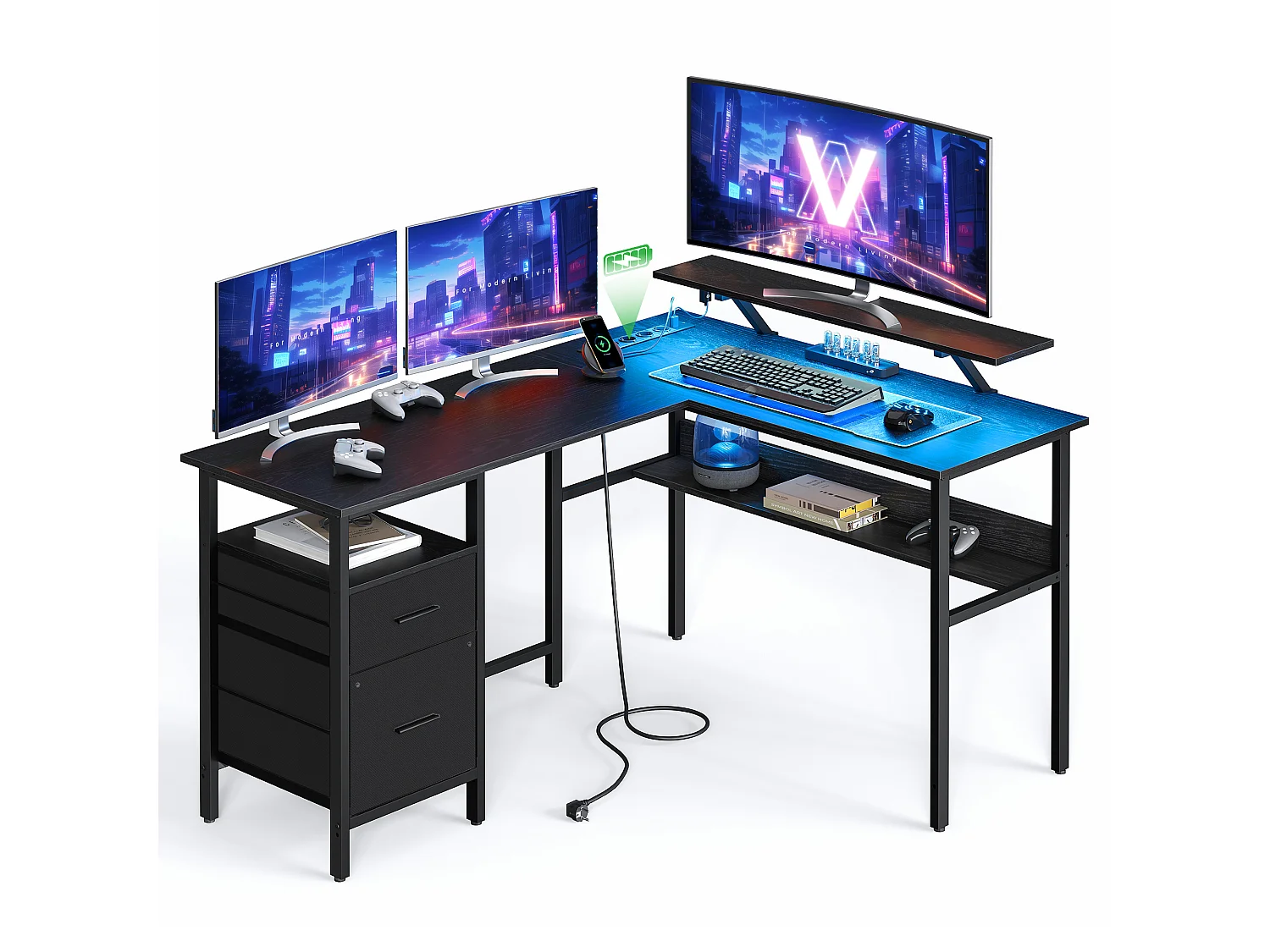 Computer Desk 150x120x89 cm Black lwd095b01